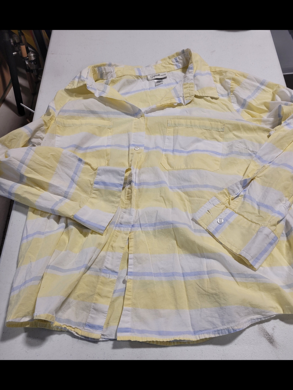 Lightweight Yellow & White Striped Button-Down Shirt
